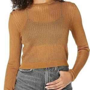 Free People - Tigers Eye H20 Knit See Thru Long Sleeve Blouse Size Small